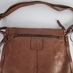 Harbour 2nd Leather Crossbody Shoulder Bag Purse Large Flat Brown NEW